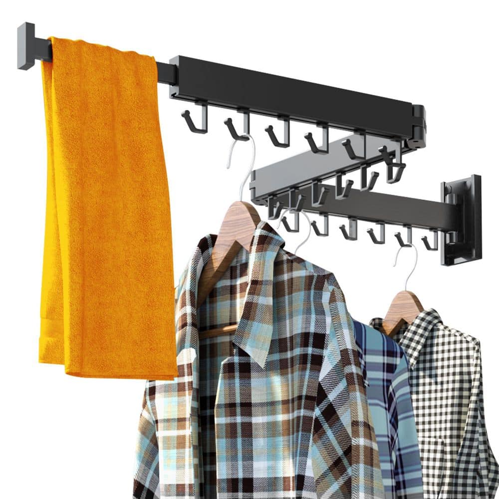 Wall Mounted Clothes Hanger Rack with J Shape Hooks, Folding Clothes Drying Rack for Laundry price history on PriceWatchPro