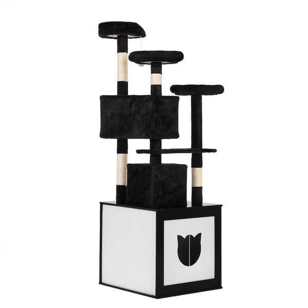 cenadinz Cat Litter Box Enclosure with Cat Tree, Enlarged Cat Tower with Hidden Cat Washroom Furniture