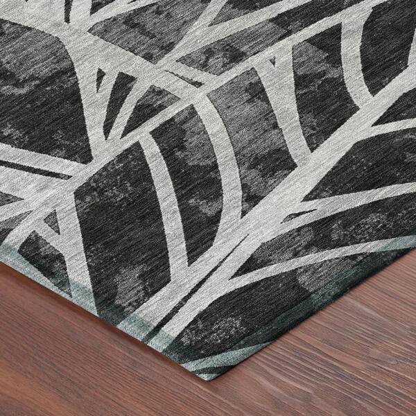 Chantille Machine Washable Indoor/Outdoor Abstract ACN2866 Black 8 ft. x 10 ft. Area Rug