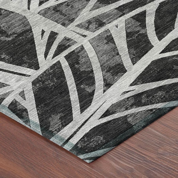 Chantille Machine Washable Indoor/Outdoor Abstract ACN2866 Black 9 ft. x 12 ft. Area Rug