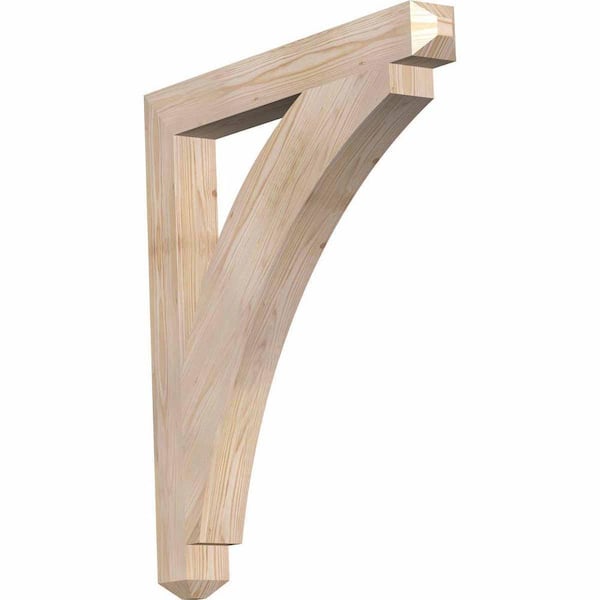 Ekena Millwork 3.5 in. x 36 in. x 32 in. Douglas Fir Thorton Craftsman Smooth Bracket
