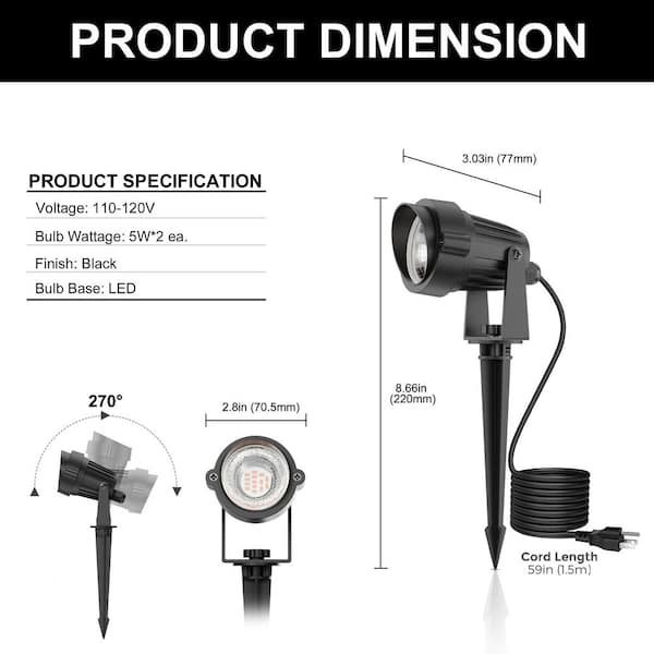 YANSUN IP66 Waterproof 3000K Plug-in Outdoor Landscape Spot Lights