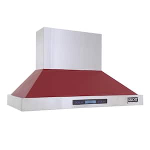 Professional 48 in. 900 CFM Ducted Wall Mount Range Hood with Light in Red