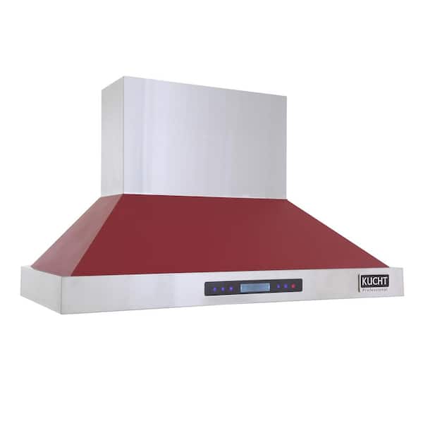 Kucht Professional 48 in. 900 CFM Ducted Wall Mount Range Hood with Light in Red
