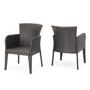 Dillon Multibrown Faux Rattan Outdoor Patio Dining Chair (2-Pack)