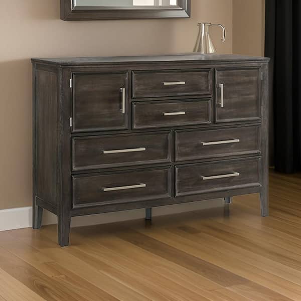 Benjara Brown 6-Drawer 59 in. W Dresser without Mirror