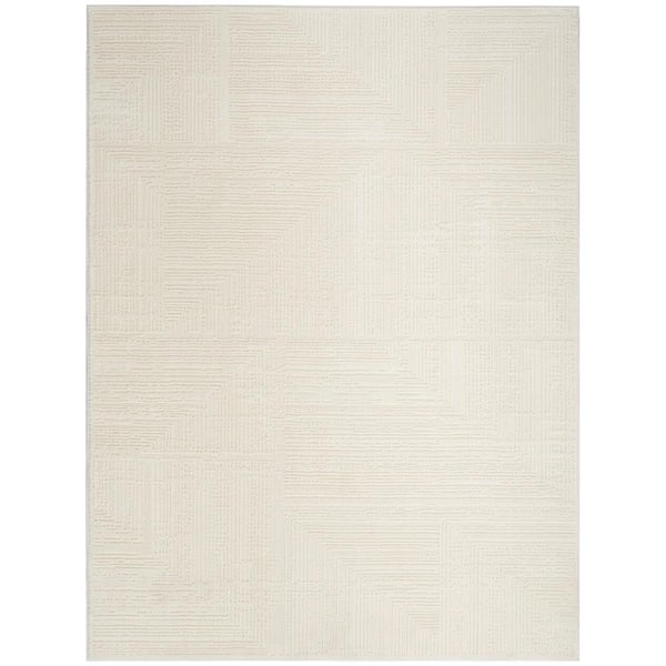 Eco-Friendly Ivory 9 ft. x 12 ft. Abstract Contemporary Area Rug
