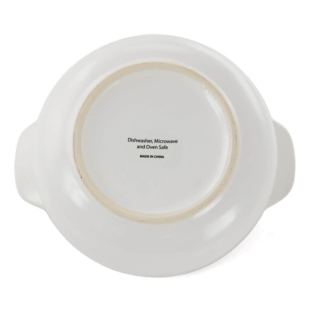 White 2.3 Quart Round Stoneware Casserole Dish with Lid