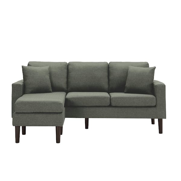 ATHMILE 49.6 in W Square Arm 1-piece L Shaped Fabric Sectional Sofa in Dark Gray