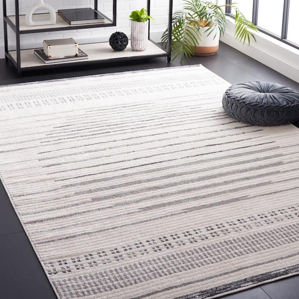 Alamo Ivory/Gray 8 ft. x 10 ft. Modern Geometric Area Rug