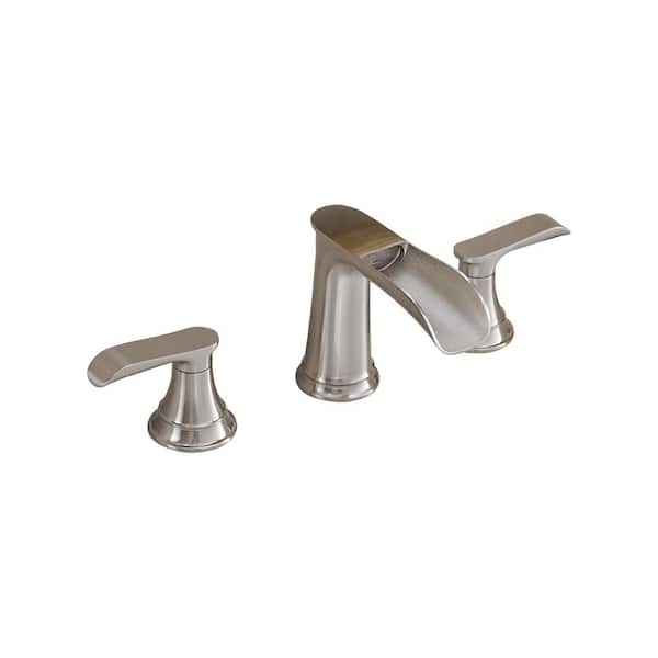 Double-Handle Vessel Sink Faucet with Pop-Up Drain in Brushed Nickel