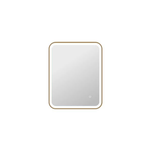 24 in. W x 30 in. H Rectangle Framed LED Wall Mirror in Satin Gold