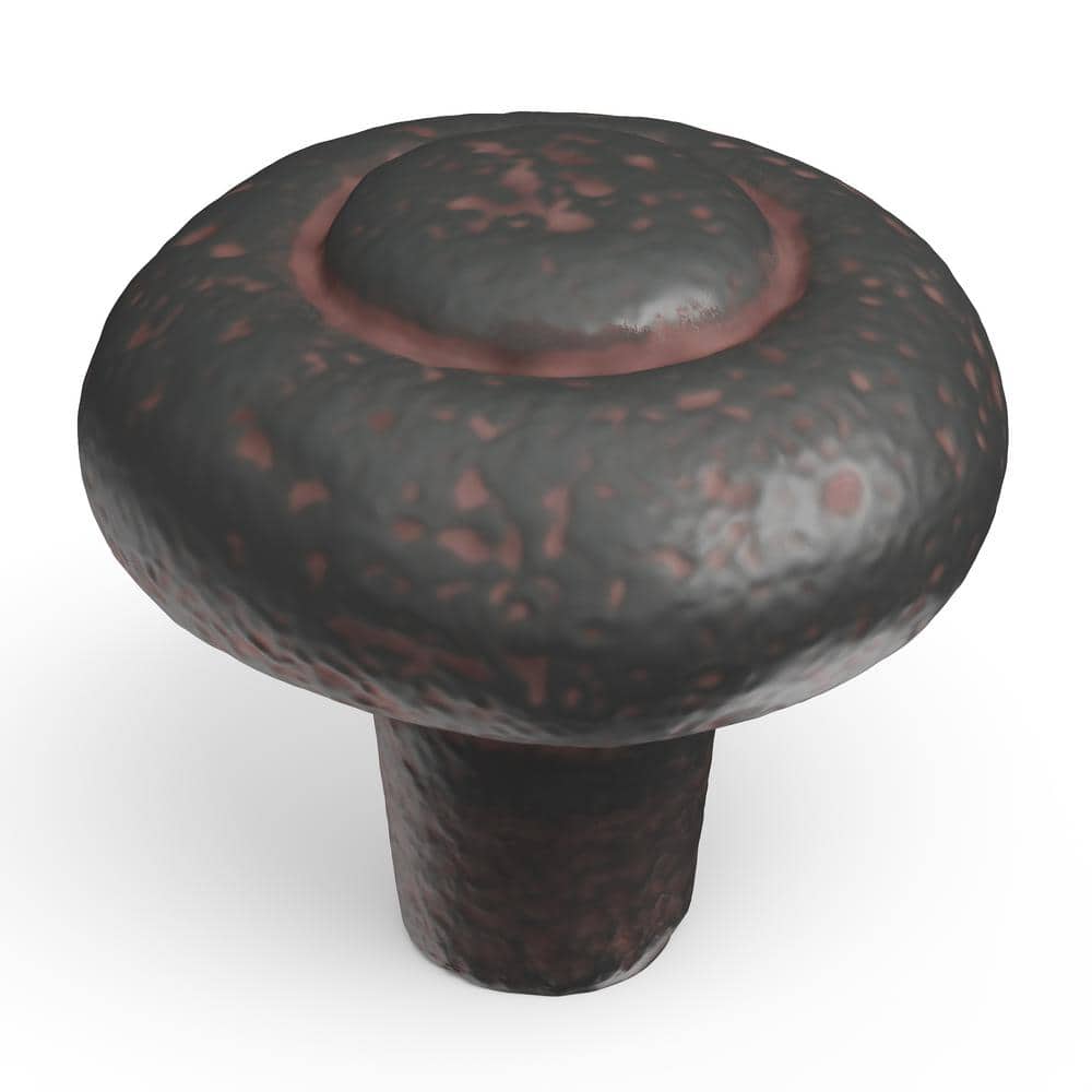 Rustic Iron Matte Mushroom Cabinet Knob with Mounting Hardware