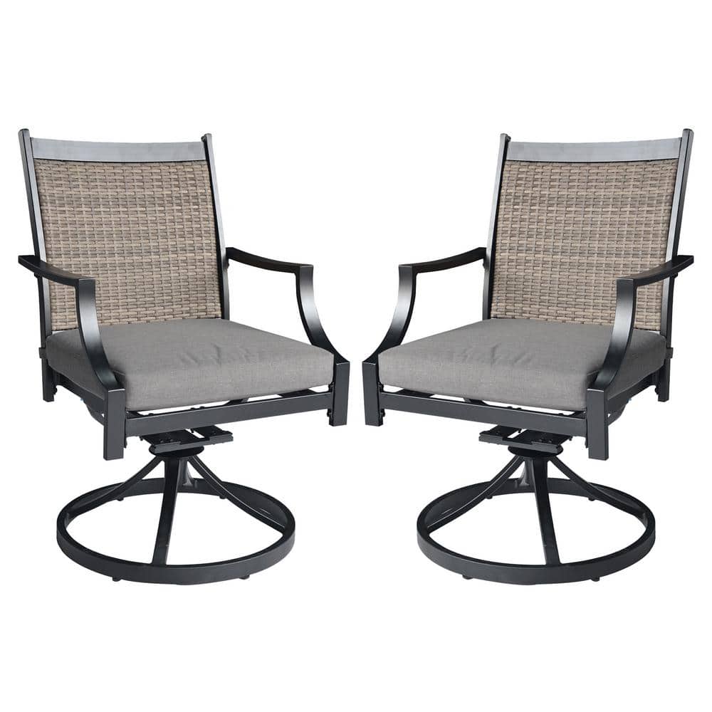Aluminum 360° Swivel Outdoor Dining Chair in Gray Seat with Gray Removeble Cushion and Ergonomic Armrest (Set of 2) price history on PriceWatchPro