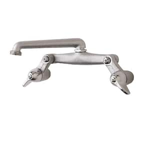 2-Handle Wall Mount Utility Faucet in Unfinished Chrome
