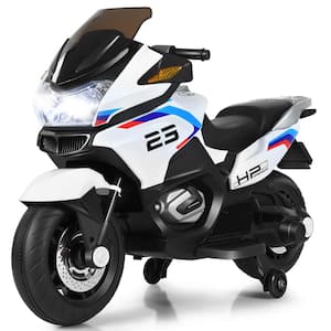 12.8 in. 3 Plus Years old Ride On Motorcycle Electric Motor Bike White
