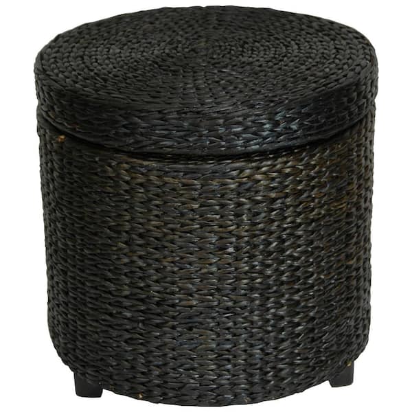 Oriental Furniture Black Storage Ottoman