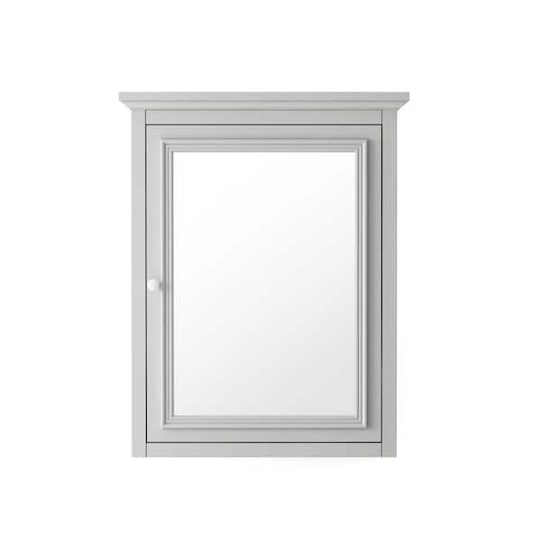 Fremont 24 in. W x 30 in. H Rectangular Wood Framed Wall Bathroom Vanity Mirror in Gray
