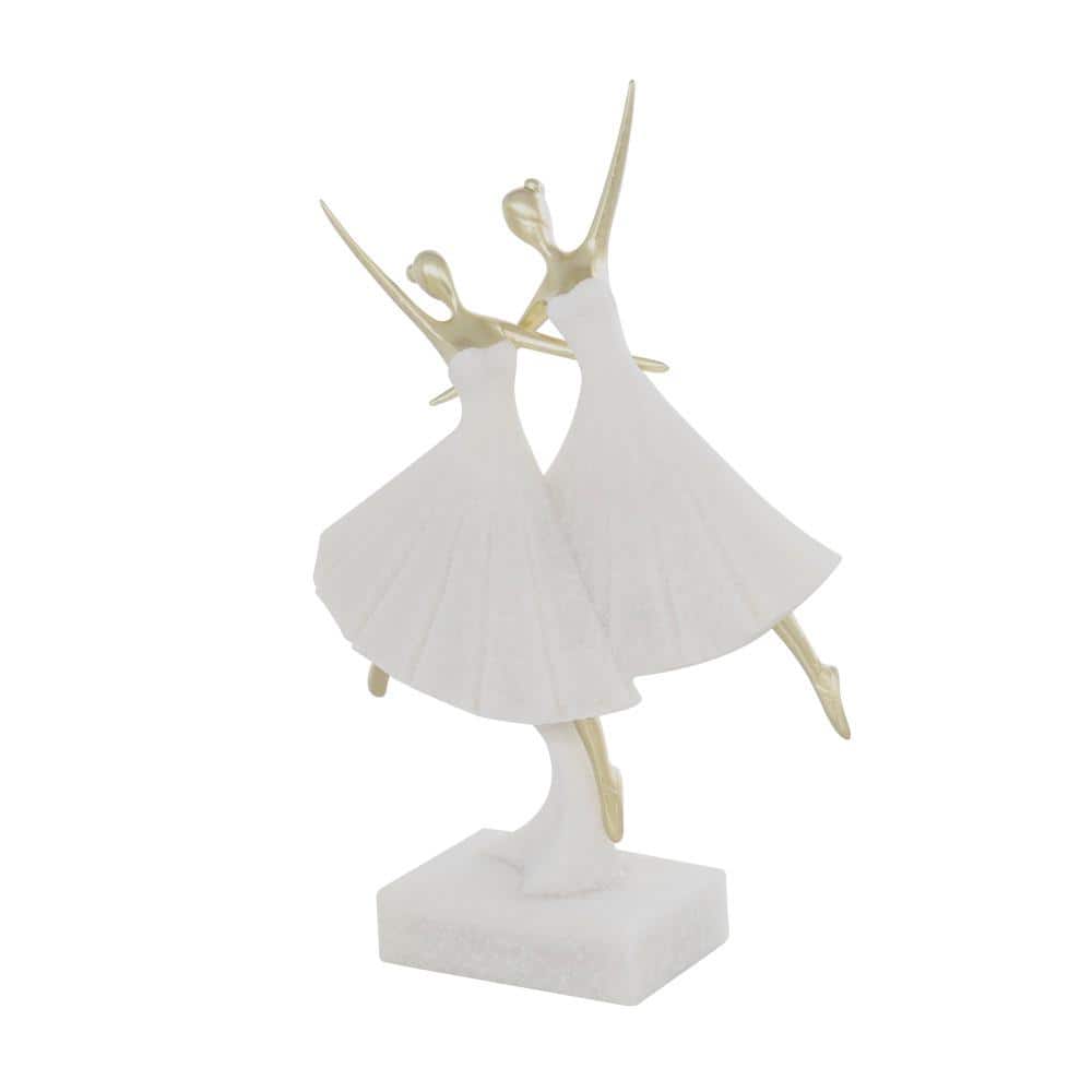 Litton Lane 4 in. x 13 in. Cream Polystone Ballet Dancer Sculpture with  Gold Accents 043893 - The Home Depot, image size:1000x1000