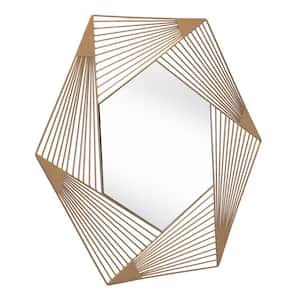 Modern Hexagonal Gold Steel Accent Mirror 29.1 in. H x 33.5 in. W