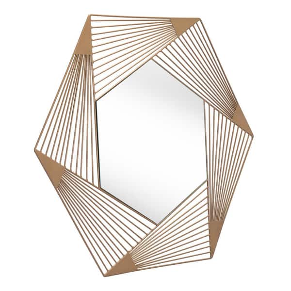 ZUO Modern Hexagonal Gold Steel Accent Mirror 29.1 in. H x 33.5 in. W