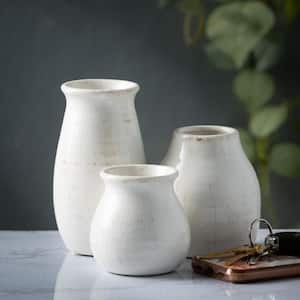 5.5 in., 4.5 in. and 3 in. Off-White Petite Ceramic Vase (Set of 3)