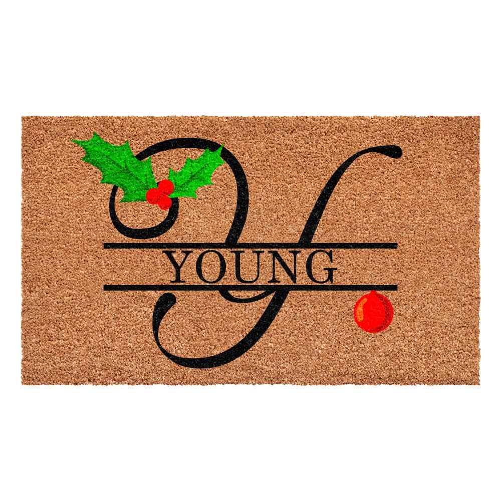 Christmas Holly 48 in. x 30 in. Coir Monogrammed Letter Y Door Mat price history on PriceWatchPro