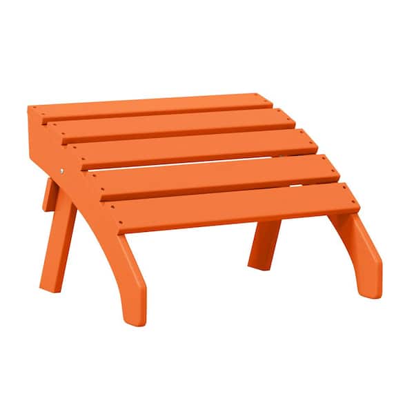 WESTIN OUTDOOR Altura Orange Plastic Outdoor Patio Weather Proof Folding Ottoman for Adirondack Chair