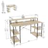 Bestier 55.12 in. Light Oak Computer Desk with Monitor Stand D074G-OAK