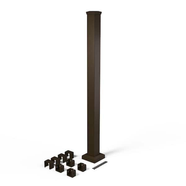 FORTRESS Inspire Railing 39.5 in. H x 2.5 in. W Aluminum Brown Post with Brackets
