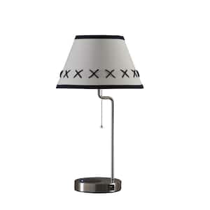 20 in. Silver Modern Craft Table Lamp with Wireless Charging and USB Port, Functional Lighting for Office and Bedroom