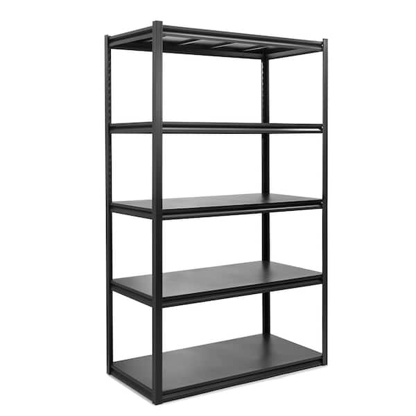 Siavonce 5-Tiers Heavy Duty Metal Adjustable Garage Pantry Organizer Shelving Unit in Black (47.2 in. W x 78 in. H x 23.6 in. D)