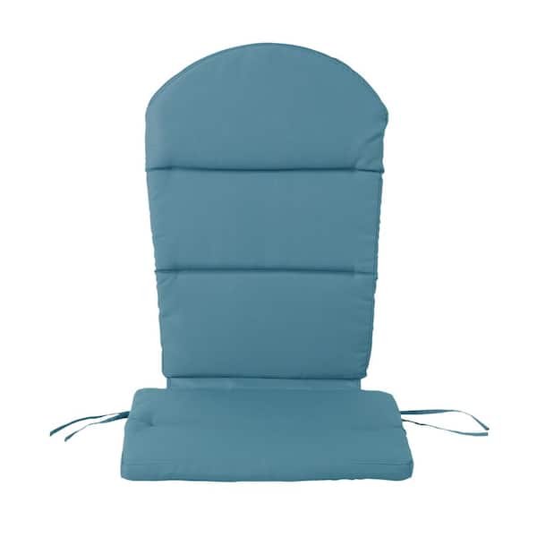 20 x 30 Water-Resistant Fabric Outdoor Adirondack Chair Cushion with High Back and Straps in Aqua Blue