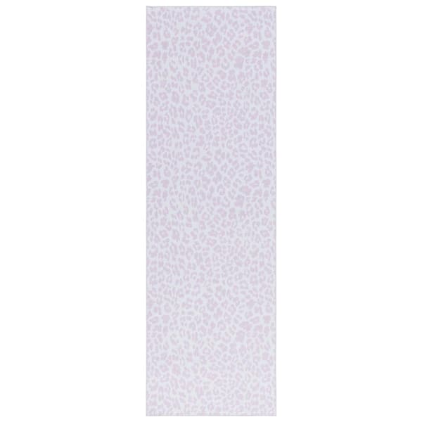 SAFAVIEH Faux Hide Ivory/Pink 3 ft. x 8 ft. Machine Washable Animal Print Runner Rug