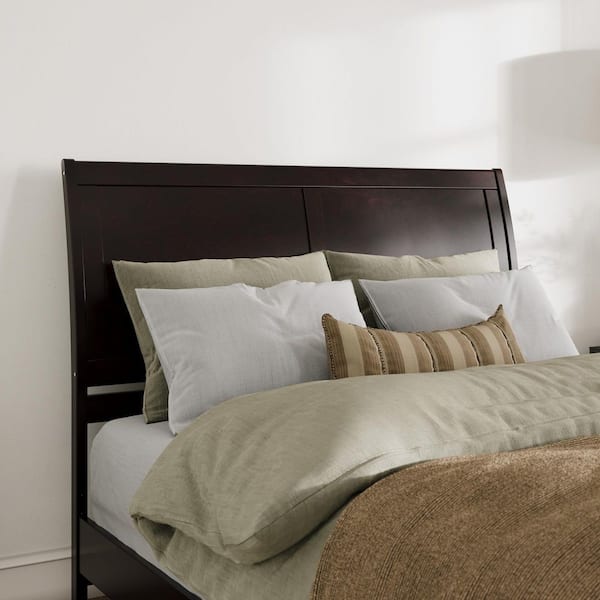 AFI Portland Espresso Dark Brown Solid Wood Queen Headboard with Attachable Turbo USB Device Charger