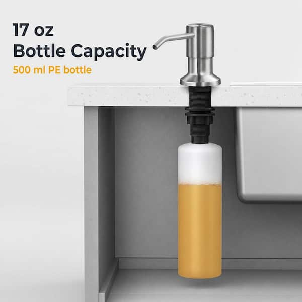 Wudkey Heavy-Duty 17 oz. Top-Refill Brushed Nickel Countertop Soap