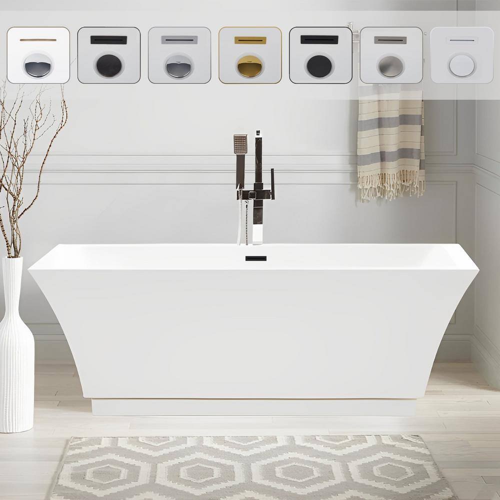 Orion 59'' White and Matte Black Acrylic Freestanding Bathtub