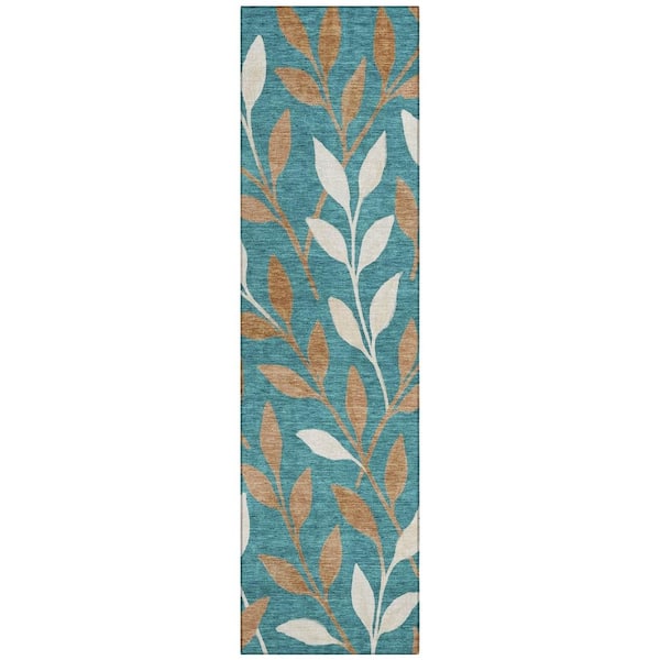 Chantille Machine Washable Indoor/Outdoor Abstract ACN3033 Teal 2 ft. x 7 ft. Runner Rug