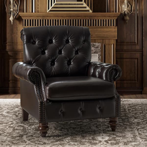 Ivo Espresso 36.5 in. W Traditional Oil Wax Genuine Leather Arm Chair