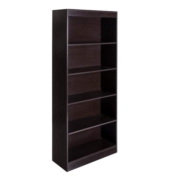 OneSpace Essential 68.9 in. Espresso Faux Wood 5-shelf Standard Bookcase with Adjustable Shelves