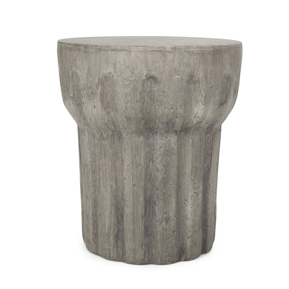 Modern Lightweight Concrete Outdoor Side Table Tapered Design 15.75 in. W x