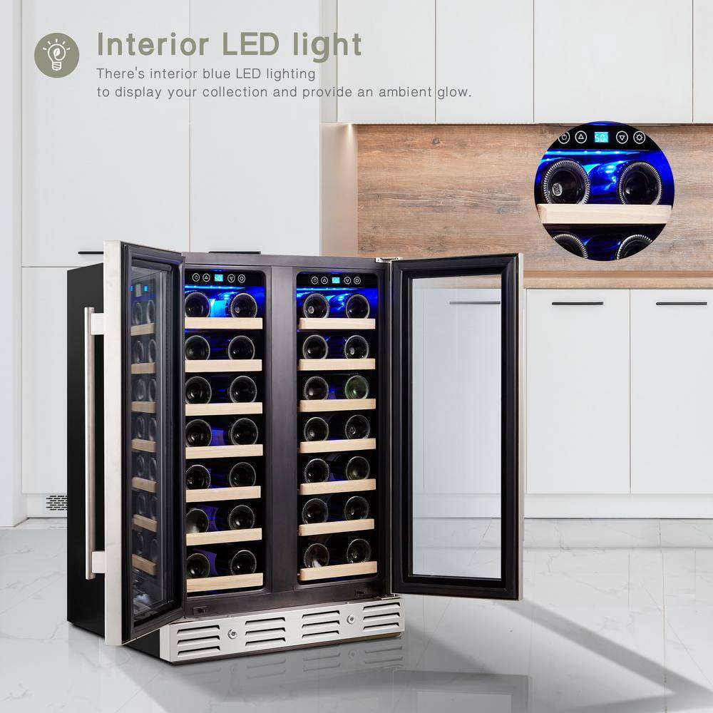 Kalamera 40-Bottle Stainless Steel Dual Zone Wine Refrigerator