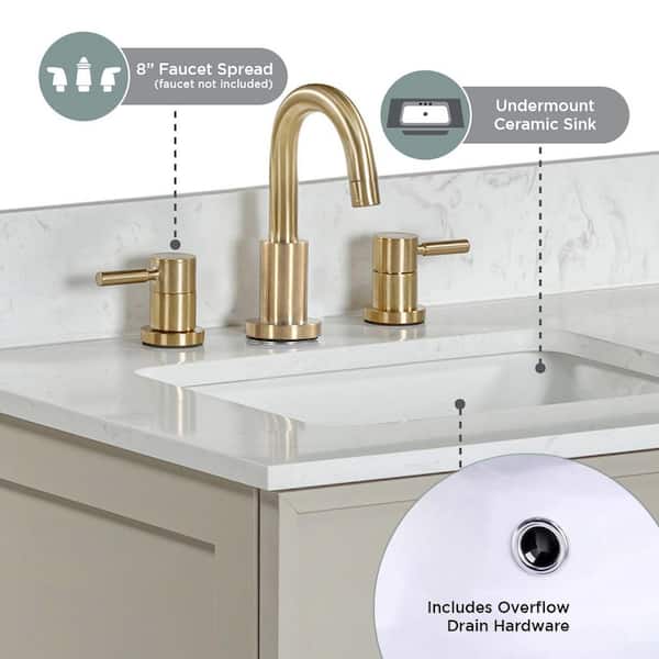 Glacier Bay Marcote 36 in. Single Sink Greige Bath Vanity with