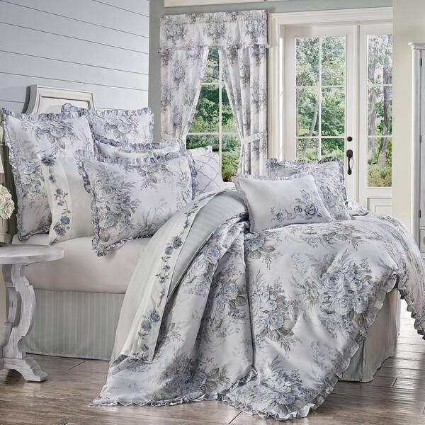Estelle 4 Piece Blue Polyester California King Comforter Set 2470006wkcs The Home Depot Estelle 4 Piece Blue Polyester, King Comforter On California King Bed