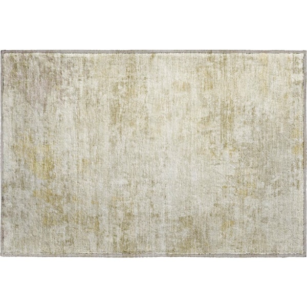 Mayfield Premium Machine Washable Abstract AMF2371 Putty 3 ft. x 4 ft. Area Rug