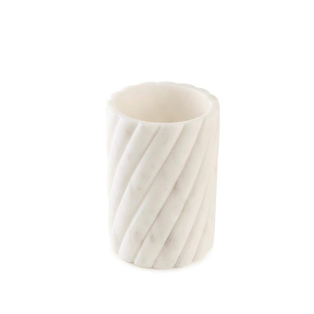White Marble Round Bottle Chiller with Twist Ridges