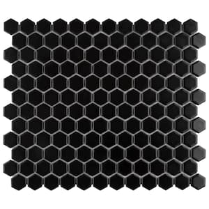 Metro Hex Matte Black 10-1/4 in. x 11-3/4 in. x 5 mm Porcelain Mosaic Tile (0.84 sq. ft./Each)