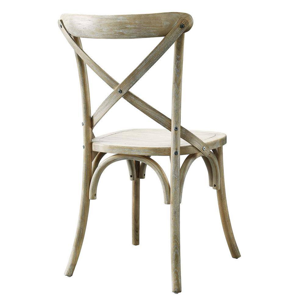 Gray Elm Wood X-Brace Back Dining Side Chair