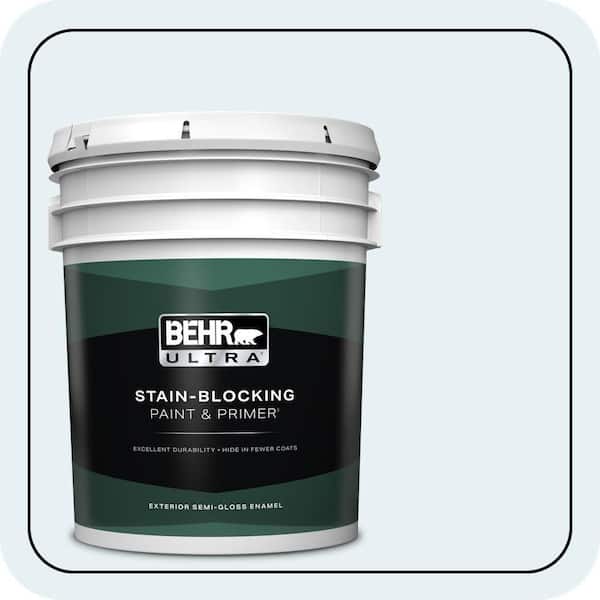 BEHR ULTRA 5 gal. #BL-W04 Ethereal White Semi-Gloss Enamel Exterior Paint & Primer