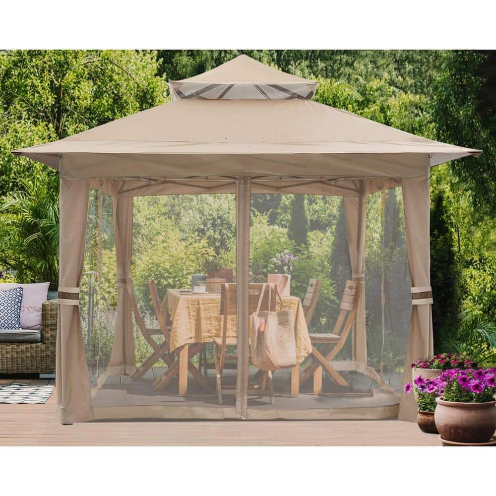 ABCCANOPY 13 ft. x 13 ft. Khaki Steel Pop Up Portable Gazebo